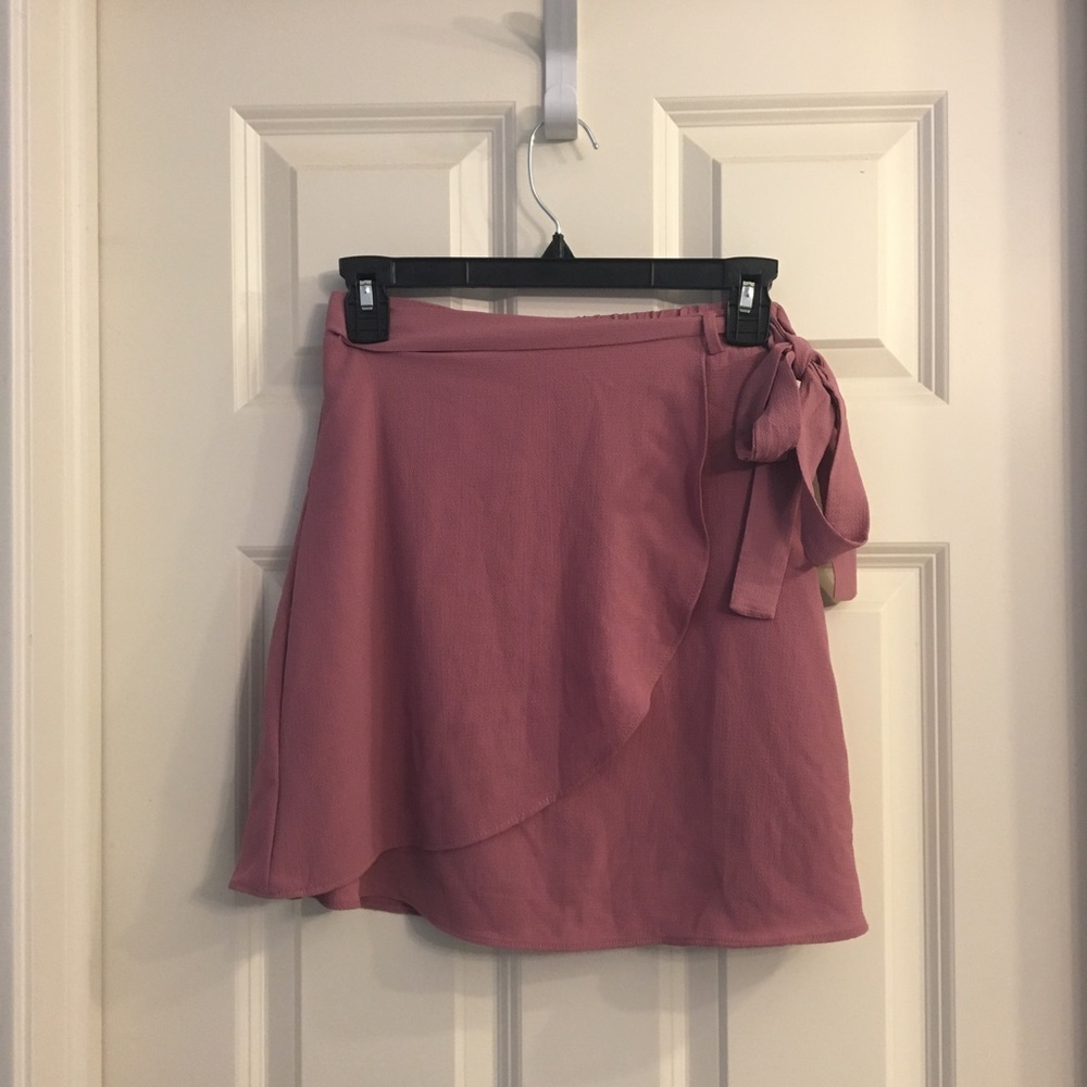 drygoods rose faux wrap skirt